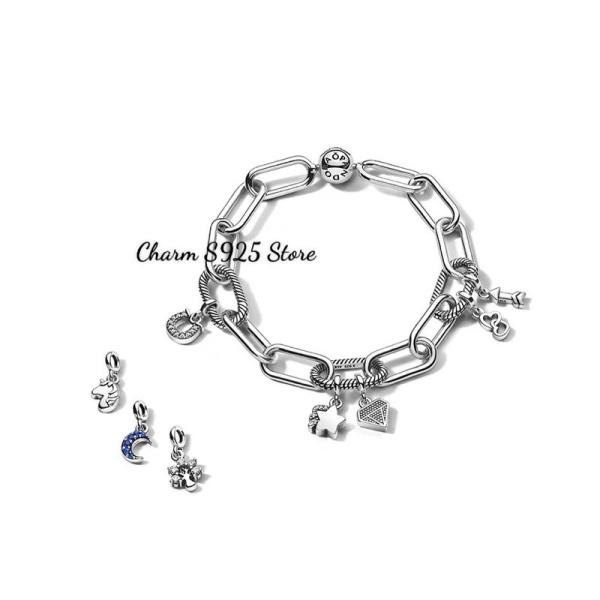 Vòng tay pan me xích phối charm nhỏ bạc